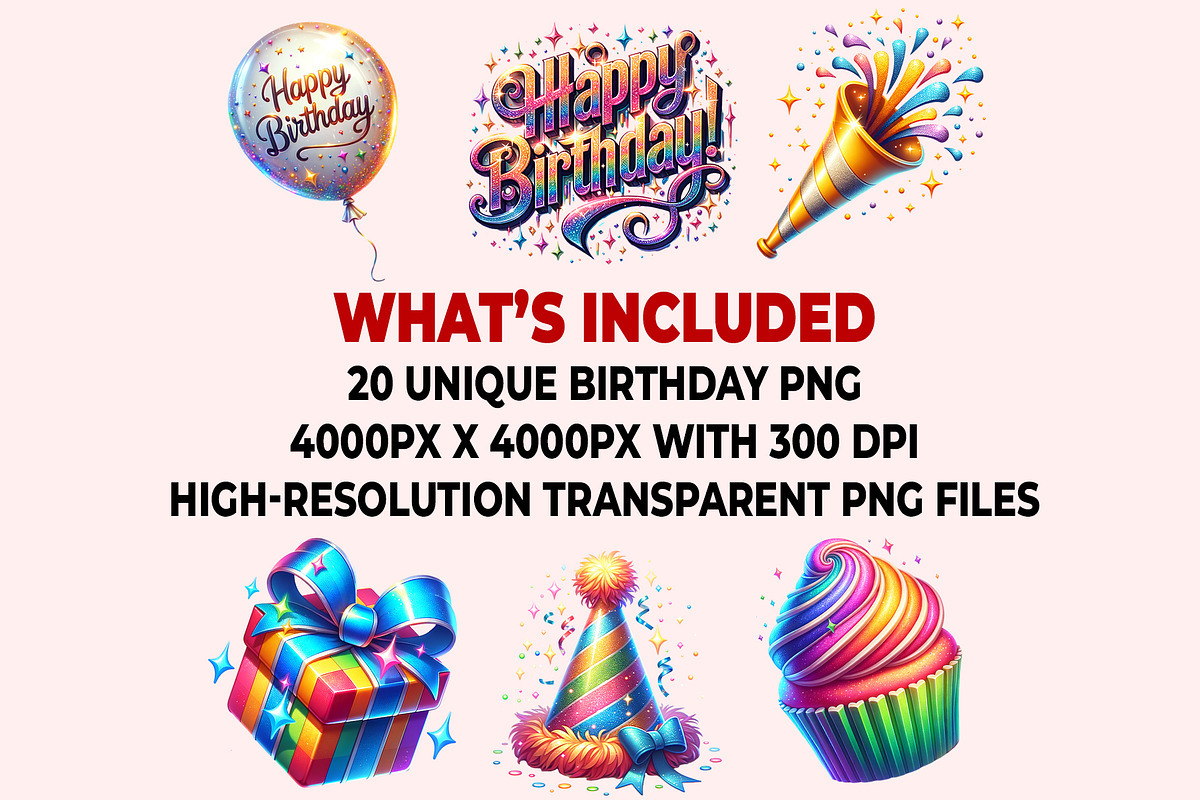 Birthday Clipart PNG Bundle, a Graphic by M9 Design (Photo 7 of 7)