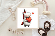 Whimsical Valentine Unicorn Clipart, an Illustration by CraftArtStudio (Thumbnail 6 of 6)