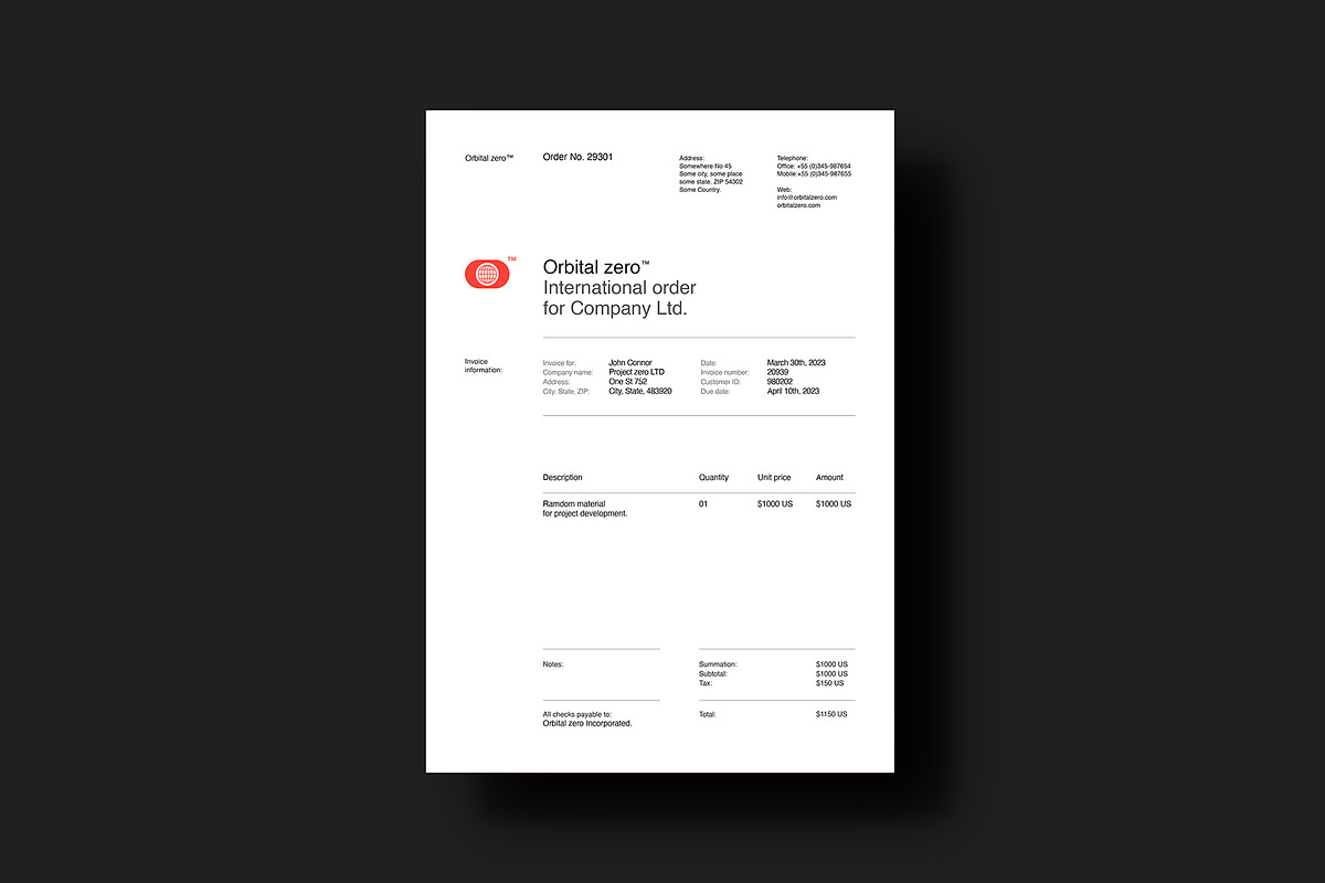 Invoice templates - Orbital Zero, a Stationery Template by Srg® (Photo 5 of 12)