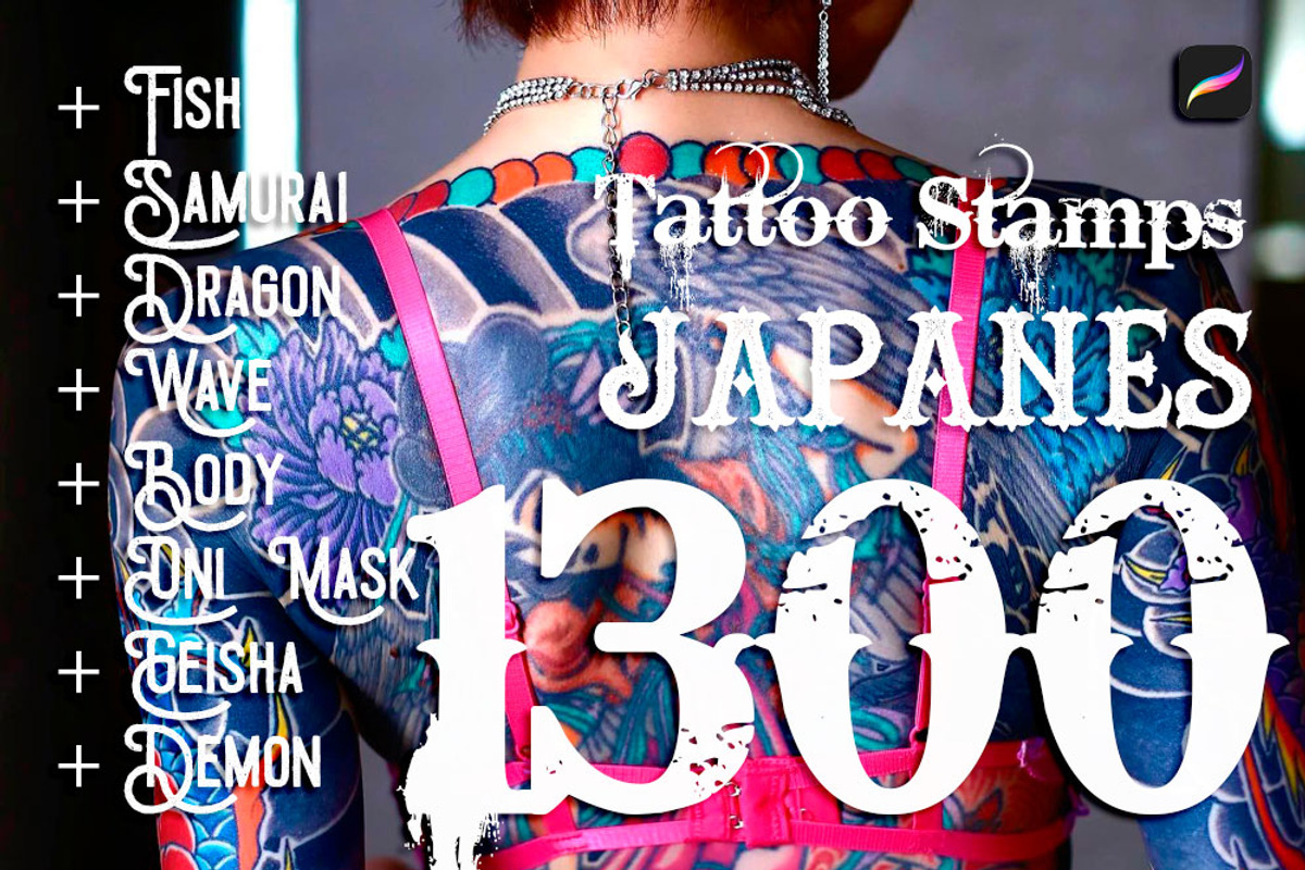 japanese brushes tattoo procreate, a Brush Add-On by SannaIllustrations (Photo 1 of 8)