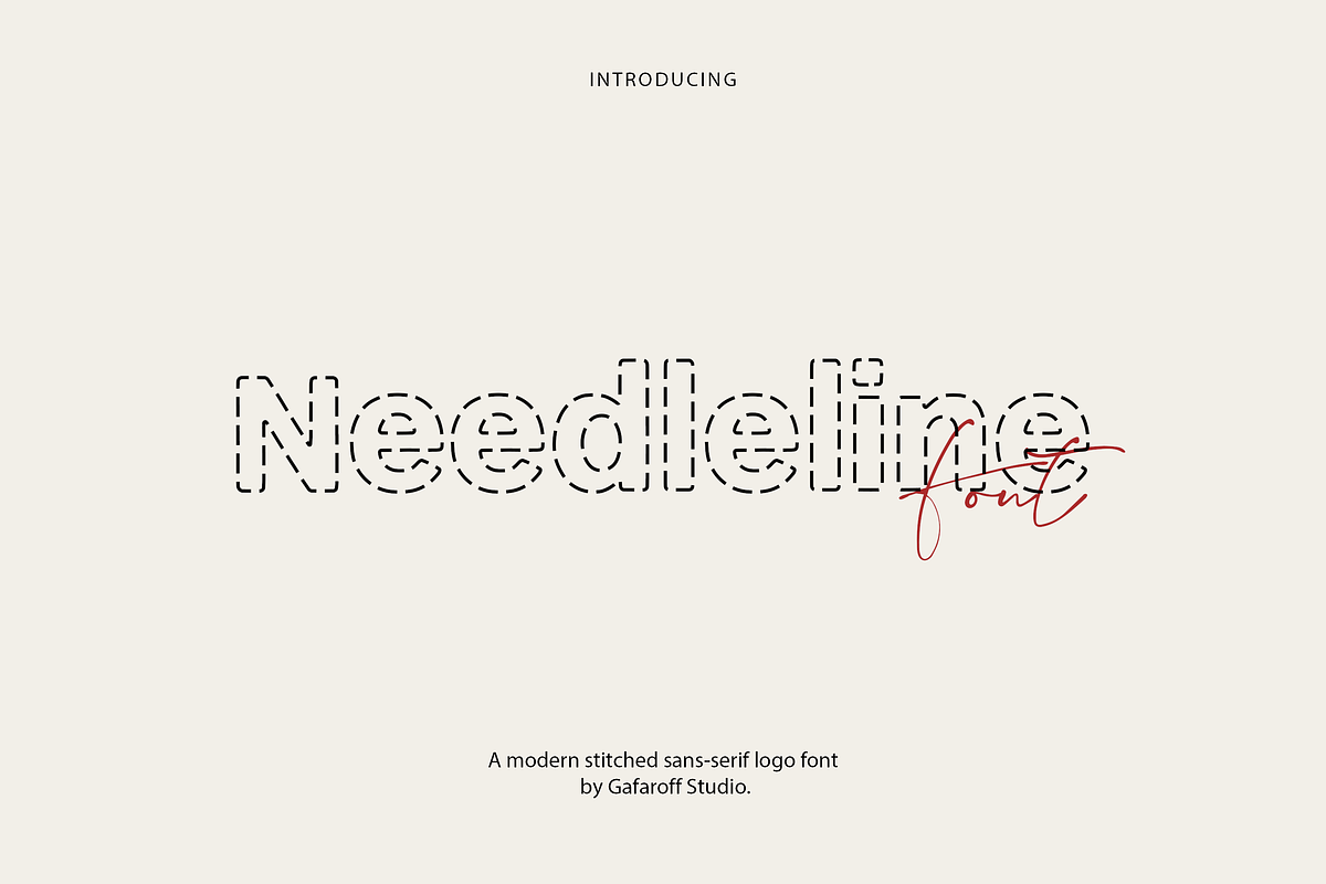 Needleline Font | Stitched Logo Sans, a Sans Serif Font by gafaroff studio (Photo 1 of 5)