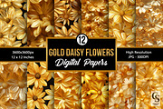 Gold Daisy Flowers Seamless Patterns, a Pattern Graphic by Creative Store (Thumbnail 1 of 5)