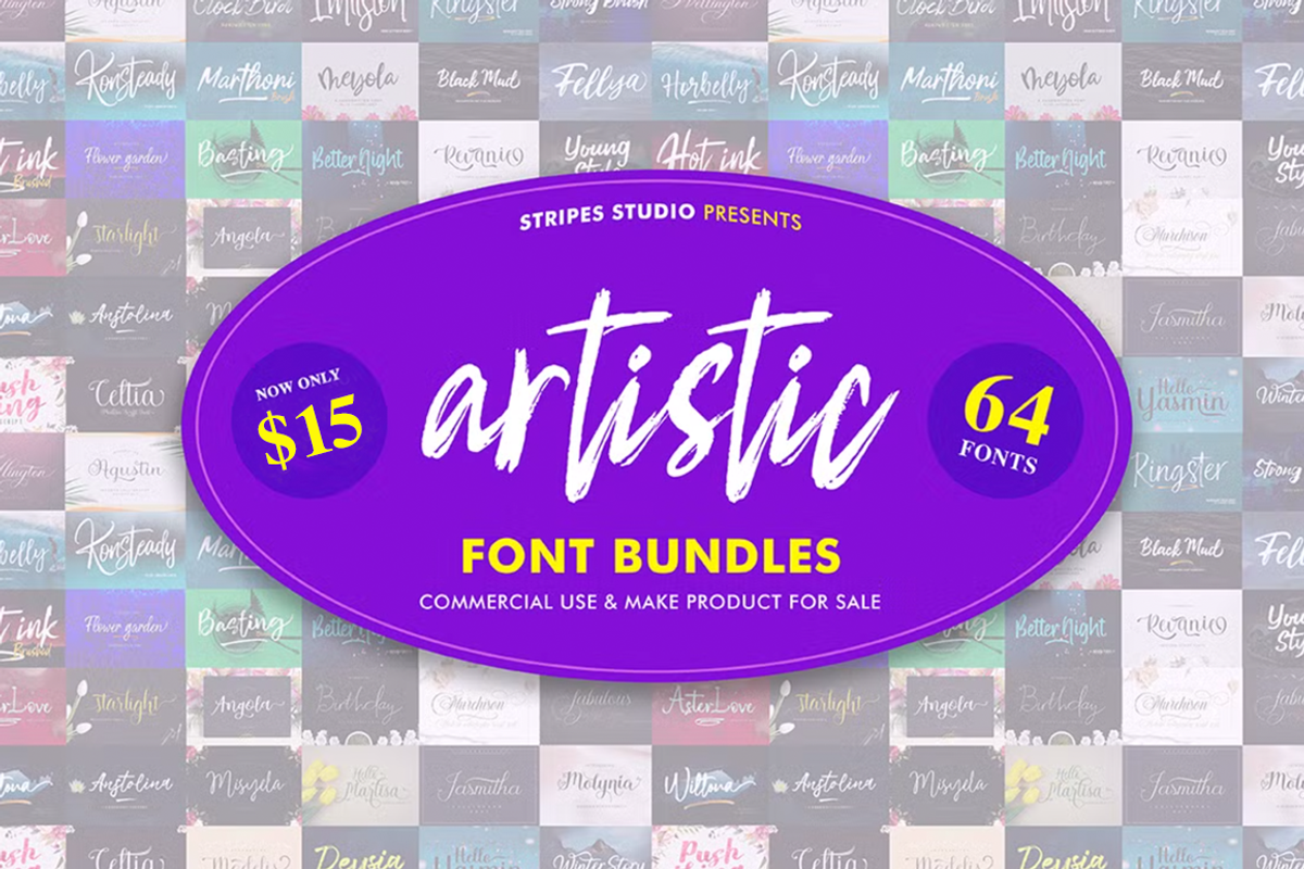 Artistic Font Bundles, a Script Font by Stripes Studio (Photo 1 of 6)
