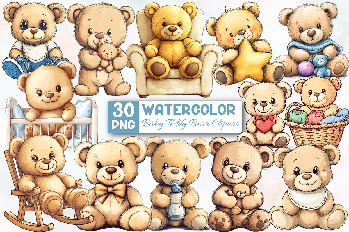 Baby Teddy Bear Clipart, an Illustration by Designworld (Photo 1 of 5)