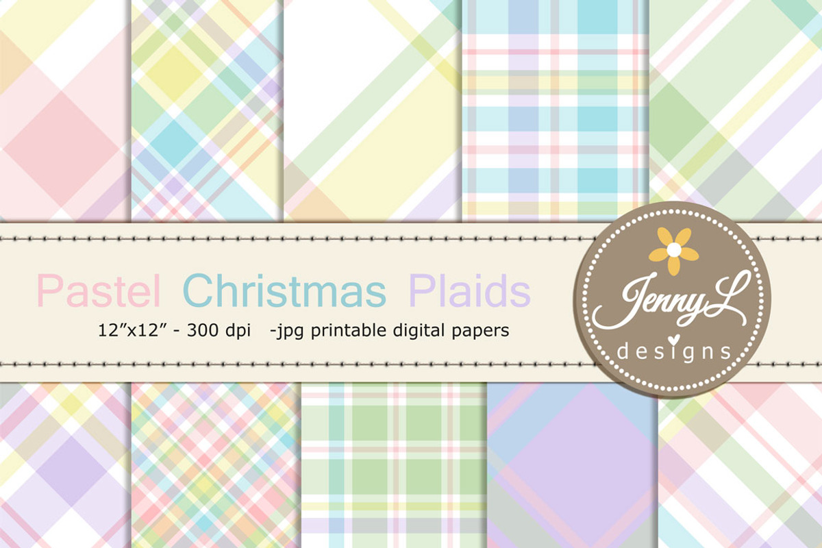 Pastel Christmas Plaids D Papers, a Pattern Graphic by JennyL Designs (Photo 1 of 5)