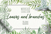 Watercolor Leaves and branches, a Decorative Illustration by Moonflora (Thumbnail 1 of 6)