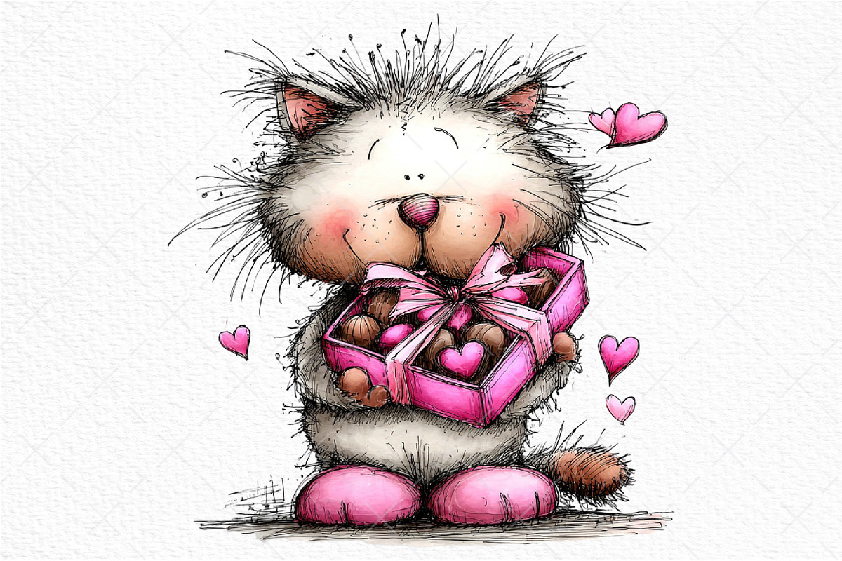 Whimsical Cats Valentine's Day PNG, an Illustration by Craft Nest (Photo 11 of 11)