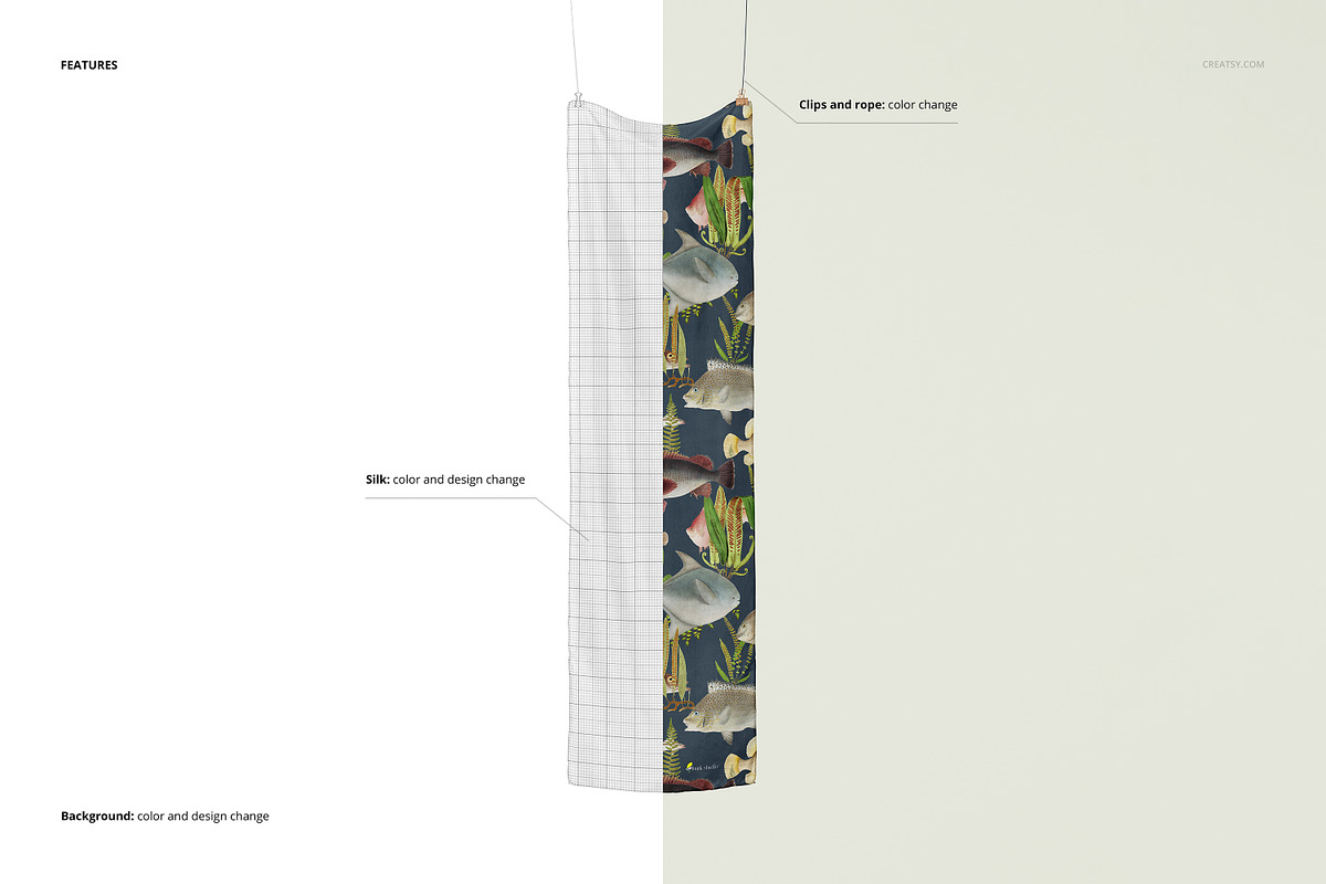 41x142cm Silk Scarf Mockup Set, a Mask Mockup by creatsy5 (Photo 3 of 8)