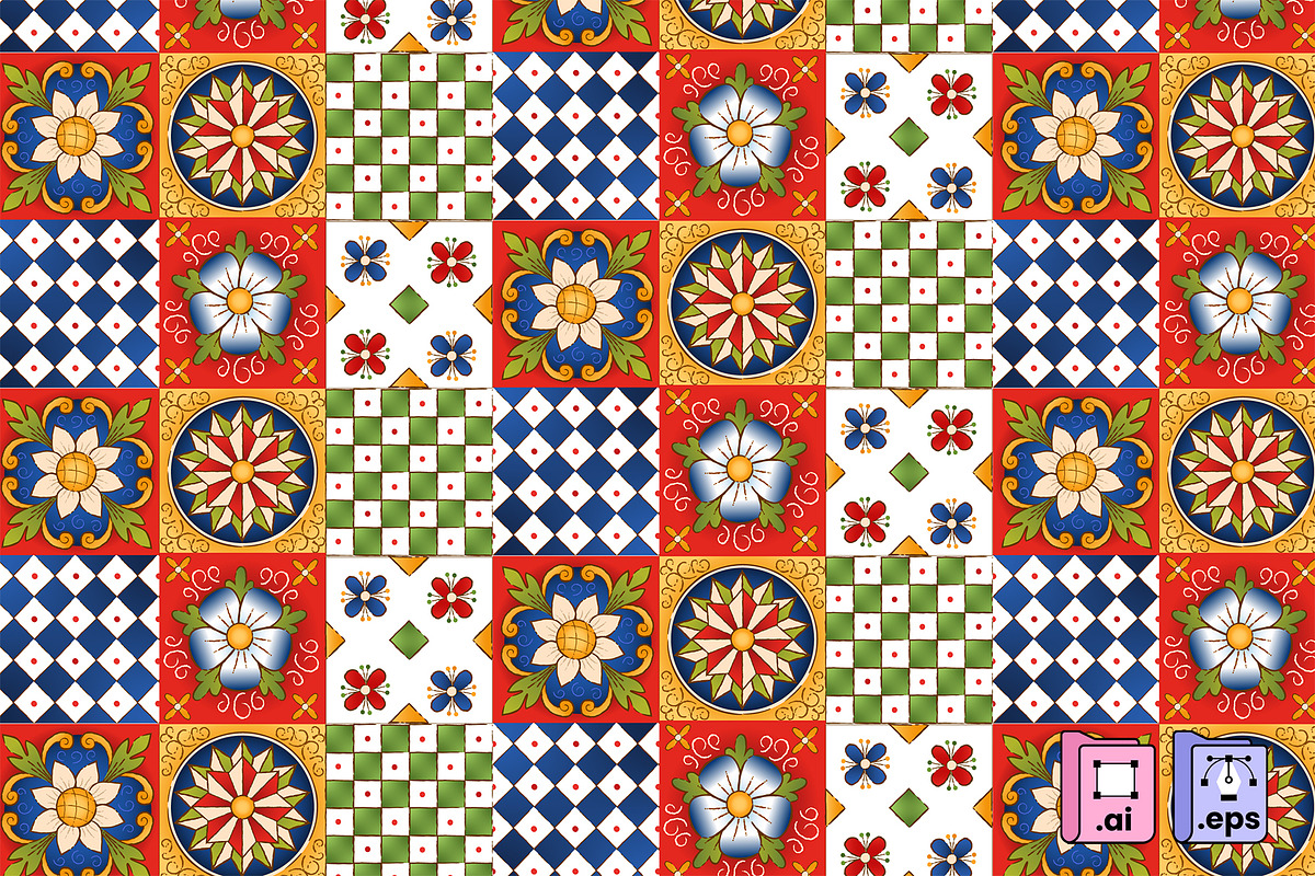 Sicily Majolica Tile Pattern, a Pattern Graphic by MISS CHATZ (Photo 4 of 4)