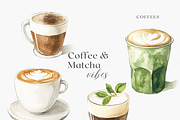Coffee & Matcha Vibes - Watercolor, a Decorative Illustration by ThaismotaCreativeCo (Thumbnail 4 of 6)