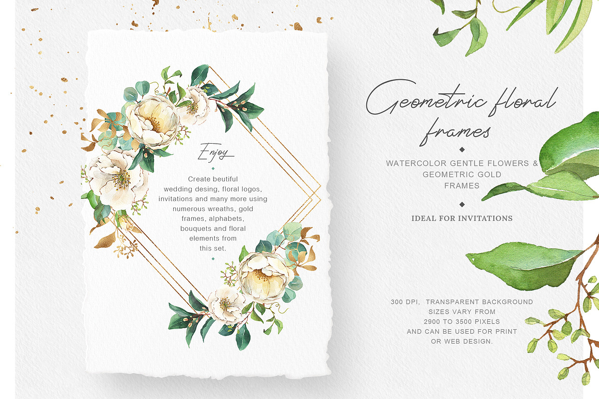 Pink & white flowers- watercolor set, a Decorative Illustration by Pamyatka Shop (Photo 2 of 9)