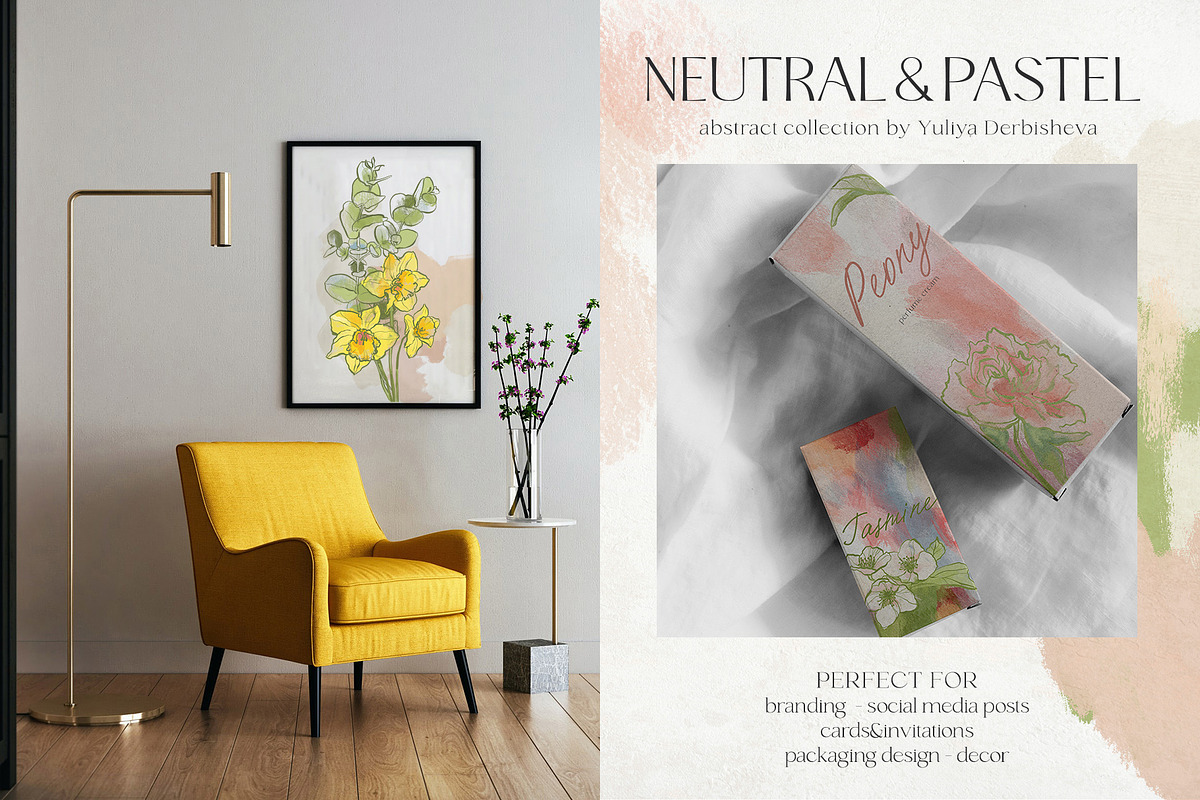 Neutral pastel background flowers, a Background Graphic by Yuliya Derbisheva (Photo 2 of 17)