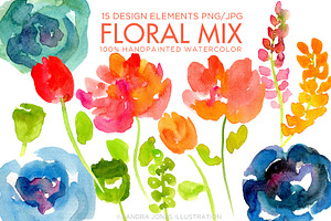 Watercolor Florals Abstract Flowers, an Illustration by Sandra Jones Art