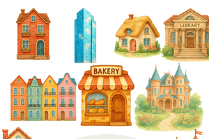 Building Clipart Bundle, a Decorative Illustration by Pati Charm Studio