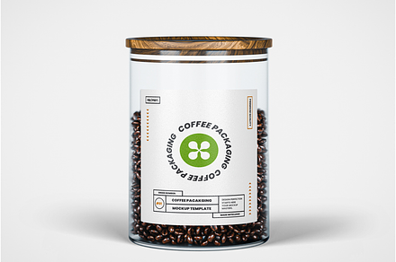 Glass Coffee Bean Jar Mockup, a Packaging Mockup by Se٧enStudio