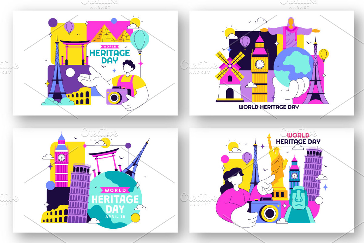 10 World Heritage Day Illustration, an Object Illustration by denayunebgt (Photo 2 of 4)