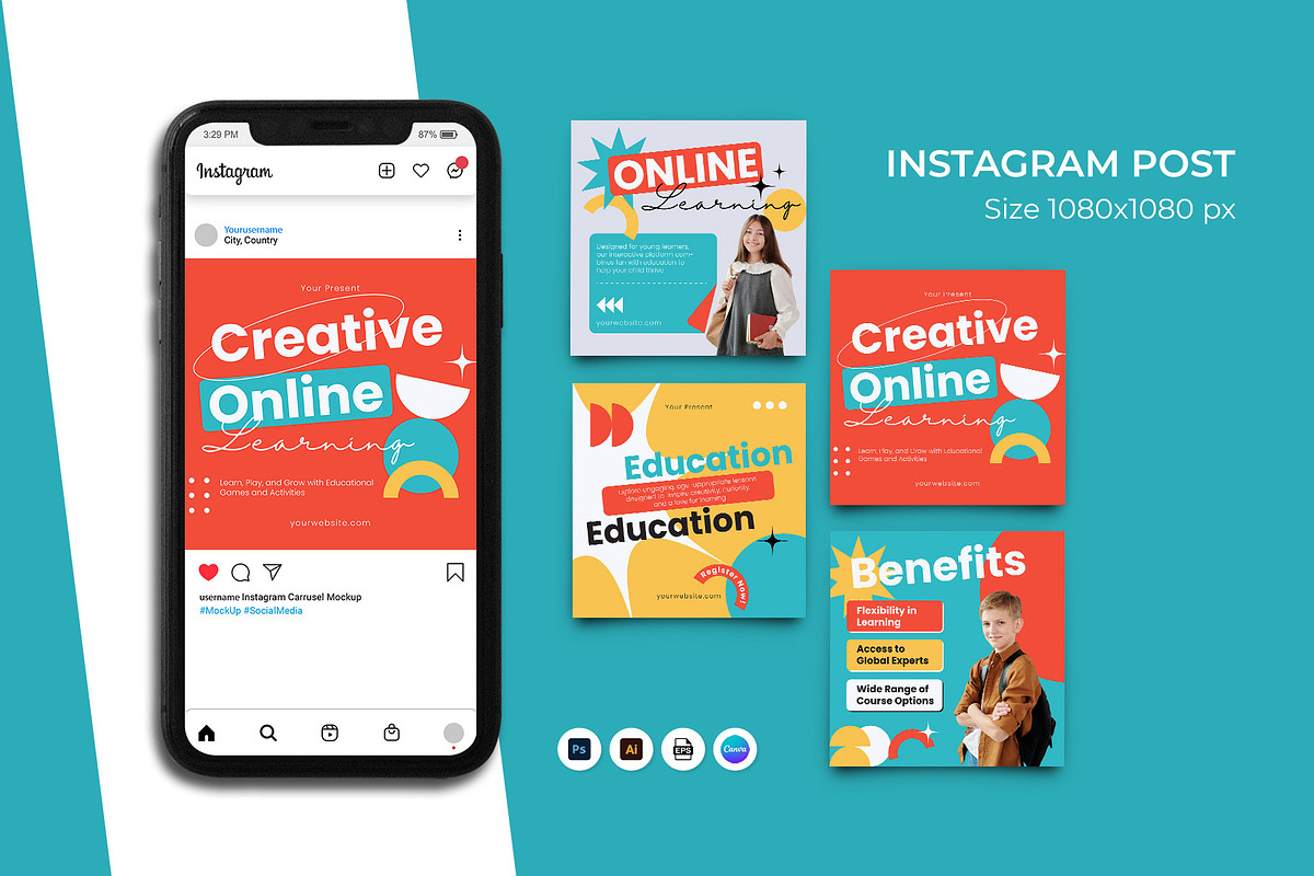 Online Learning Instagram Post, a Social Media Template by Artnivora.Std (Photo 1 of 2)