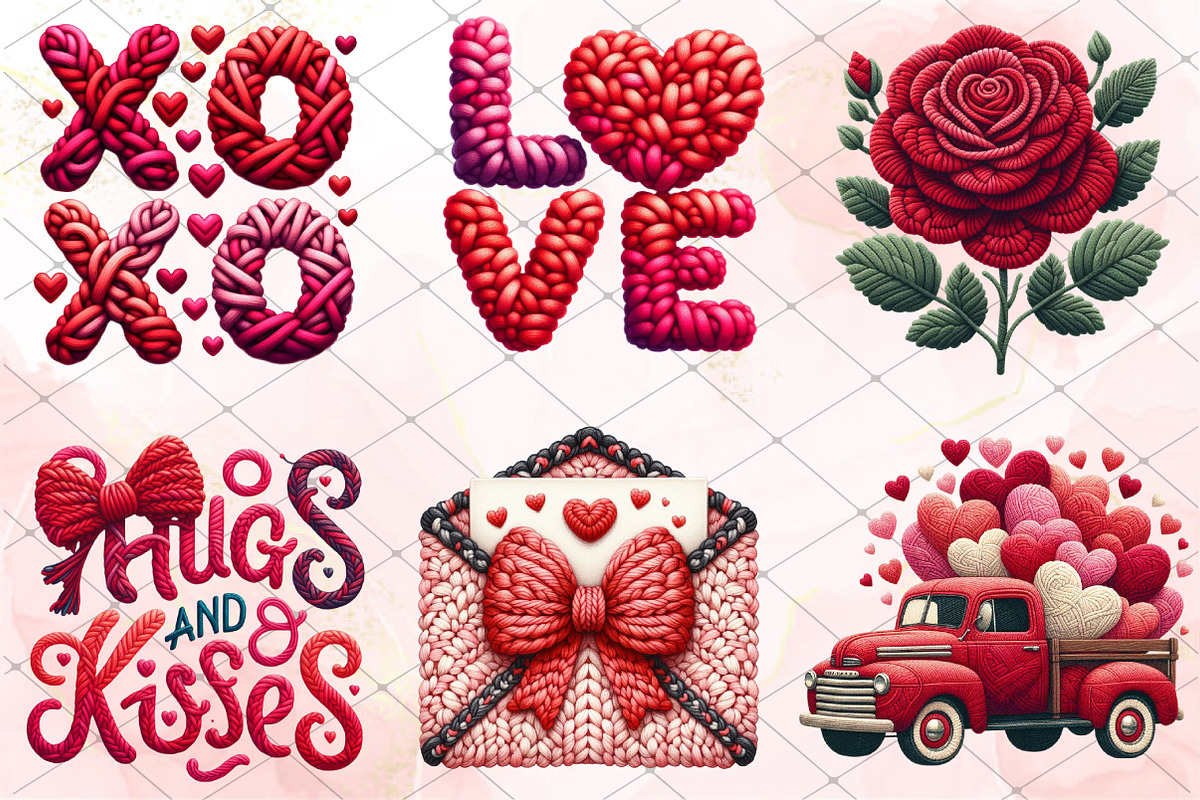 Valentine Faux Crochet Design Bundle, an Illustration by RobertsArt (Photo 2 of 7)