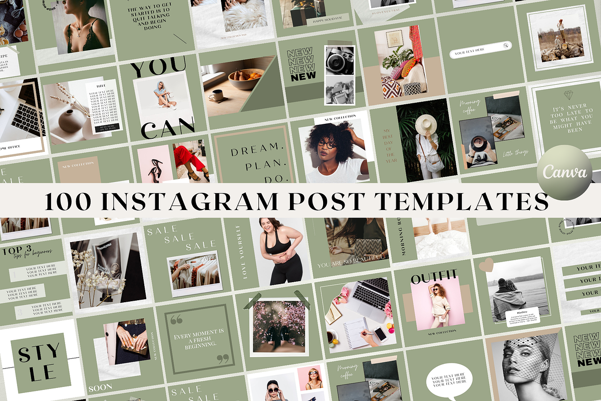 Green Instagram Post Templates Canva, a Social Media Template by Boltik Studio (Photo 1 of 11)