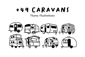 49+ Hand-Drawn Caravan | Travel Set, a Transportation Illustration by The Journey Atelier