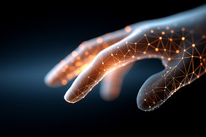 Futuristic digital hand composed of, a Technology Photo by MistyDay