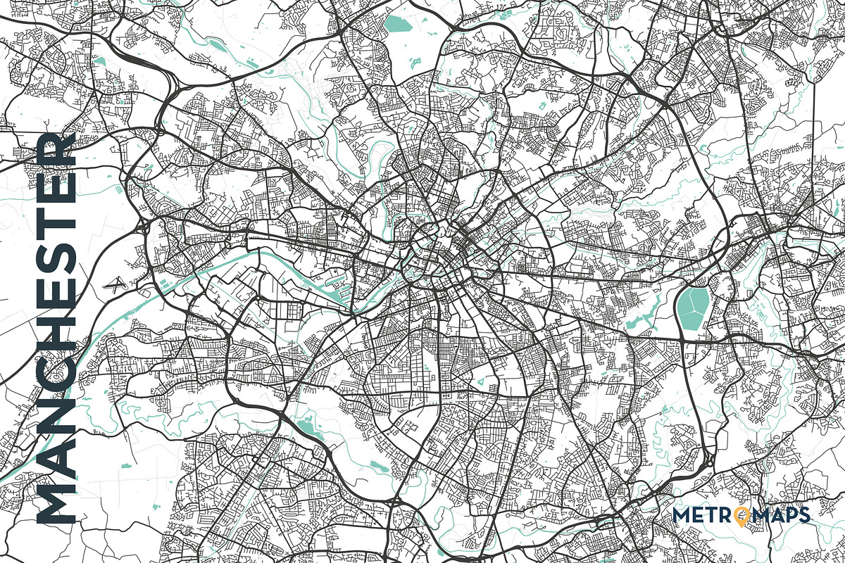 MAP SET - Black/Turquoise - 15 Maps, a Graphic by MetroMaps (Photo 9 of 16)