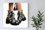 Black and White Checkered Boot Clip, an Object Graphic by Sharon Schwalbe (Thumbnail 1 of 3)