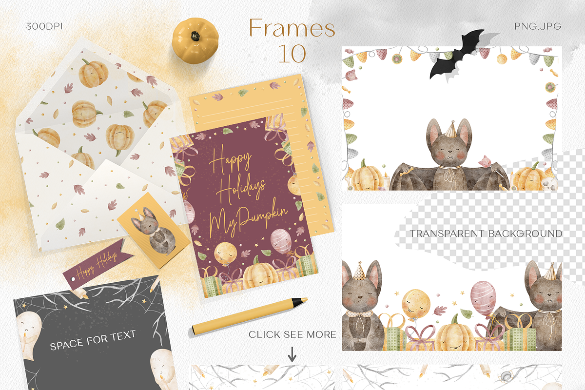 Halloween Bats watercolor clip art, an Illustration by Nastya Brekhova (Photo 10 of 14)