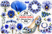 Blue Pansy Wedding Flower Clipart, an Illustration by RobertsArt (Thumbnail 1 of 7)