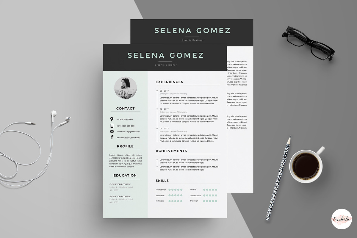 Elegant 1 page Resume Template, a Resume Template by Emaholic Template (Photo 2 of 5)