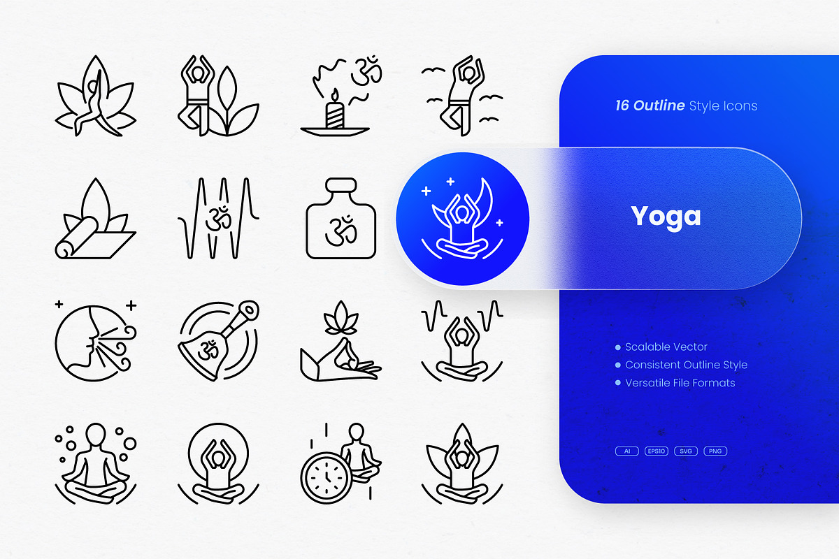 Yoga Outline Icons, an Outline Icon by cidcud_graphic