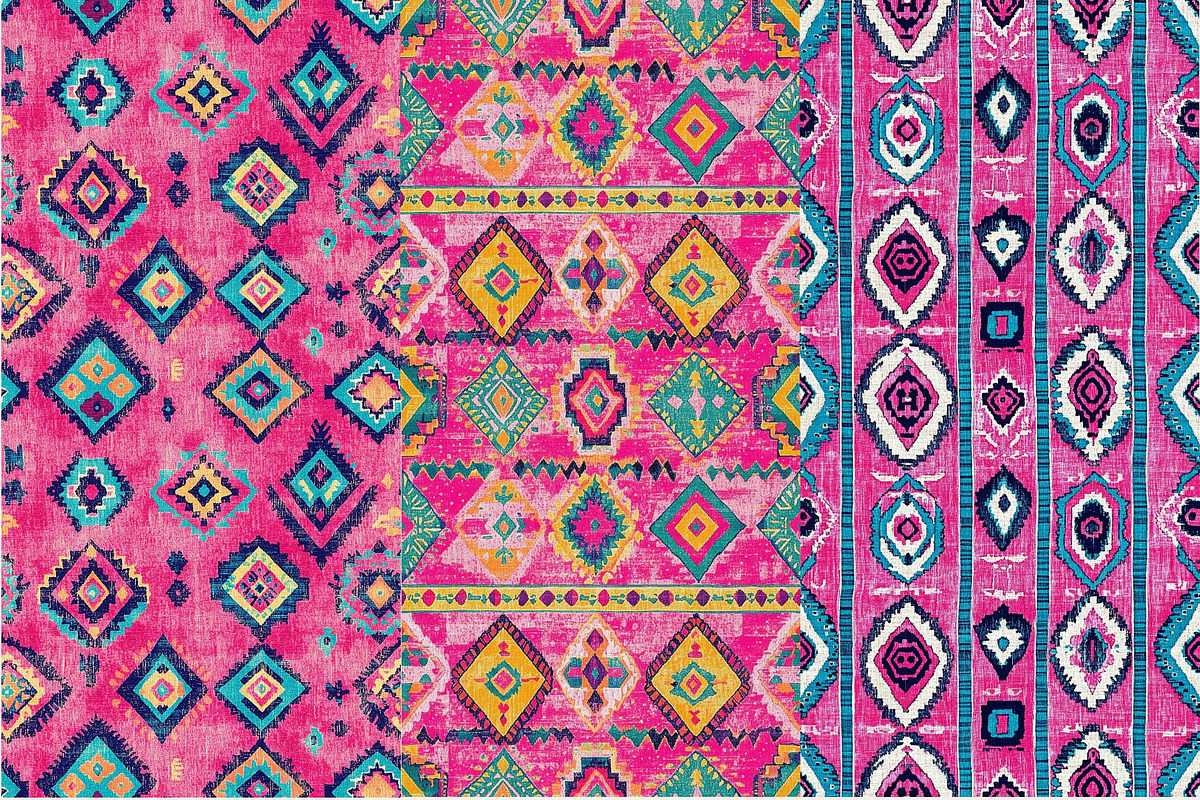 12 Pink Turkish Fabric Patterns, a Pattern Graphic by Inknfolly