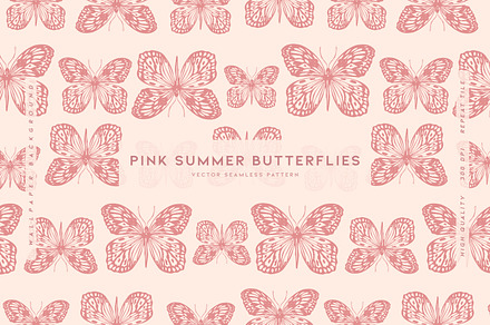 Pink Summer Butterflies, a Wallpaper Graphic by MalyskaStudio