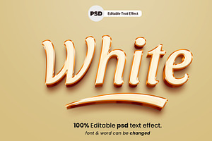 White 3D Editable Text Effect
