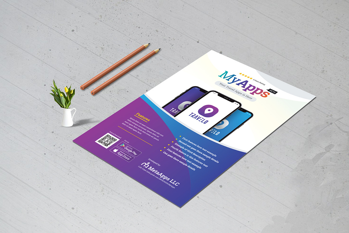 Apps Promotion Flyer, a Flyer Template by GoldenPixelStudio