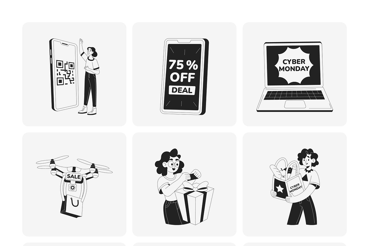 Shopping Illustration Art Set, a Person Illustration by Prosymbols (Photo 9 of 13)