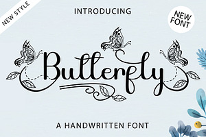 Butterfly Script Font, a Script Font by Densu Creative