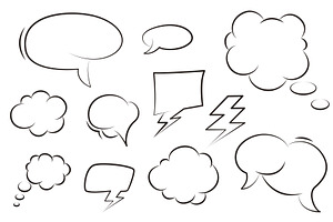 Comic speech bubbles, hand drawn, an Object Illustration by Tati_Kli