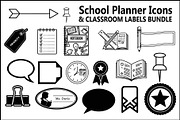 School Planner Icons & Set, an Object Graphic by Creativeshirt (Thumbnail 1 of 16)