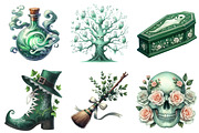 Green & White Halloween Clipart, an Illustration by Pixels.Craft (Thumbnail 5 of 8)