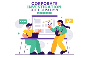 9 Corporate Investigation Vector, a Person Illustration by denayunebgt