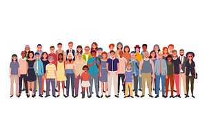 Large crowd of diverse people