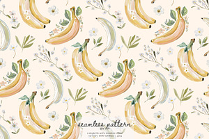 Banana floral seamless pattern, a Pattern Graphic by Pink Studio Art