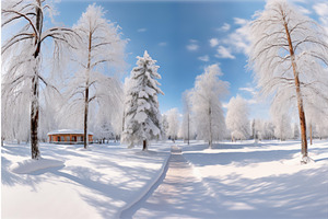 Tranquil Panoramic Winter Park Snow