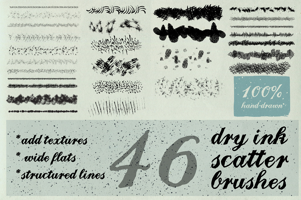 Dry ink brushes VOL.2 scatter&lines, a Brush Add-On by Guerillacraft (Photo 4 of 5)