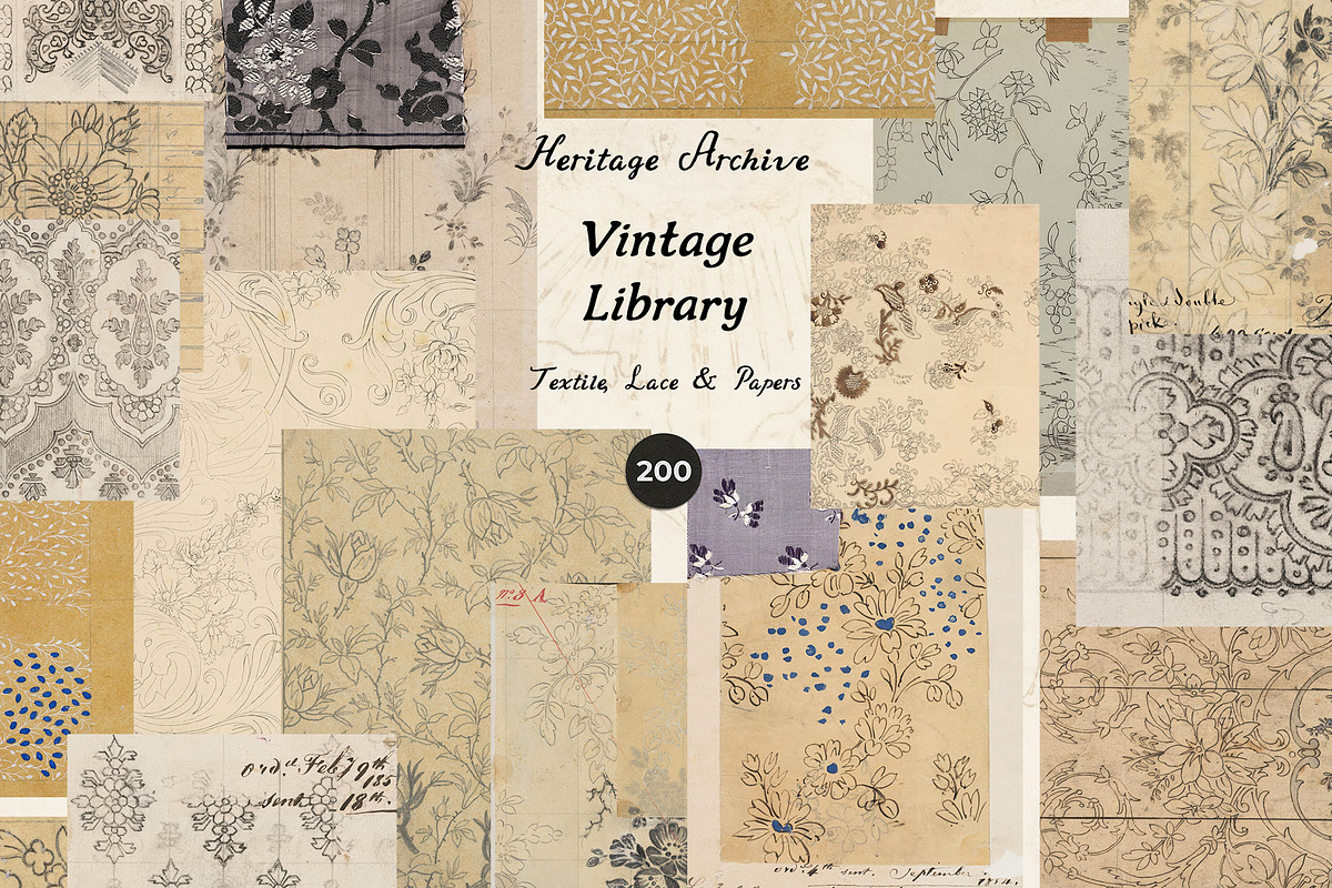 VINTAGE LIBRARY Textile, Lace, Paper, an Object Graphic by Lana Elanor (Photo 8 of 14)