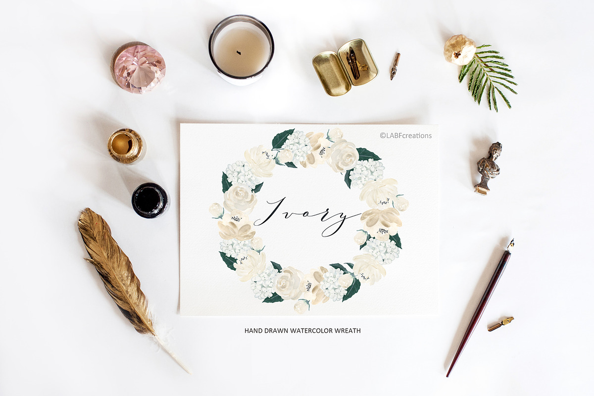 Neutral Beige Flowers Watercolor, a Texture Illustration by LABFcreations (Photo 10 of 15)