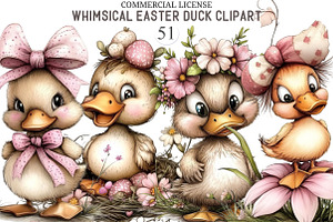 Whimsical Easter Duck Clipart, an Illustration by designcity5