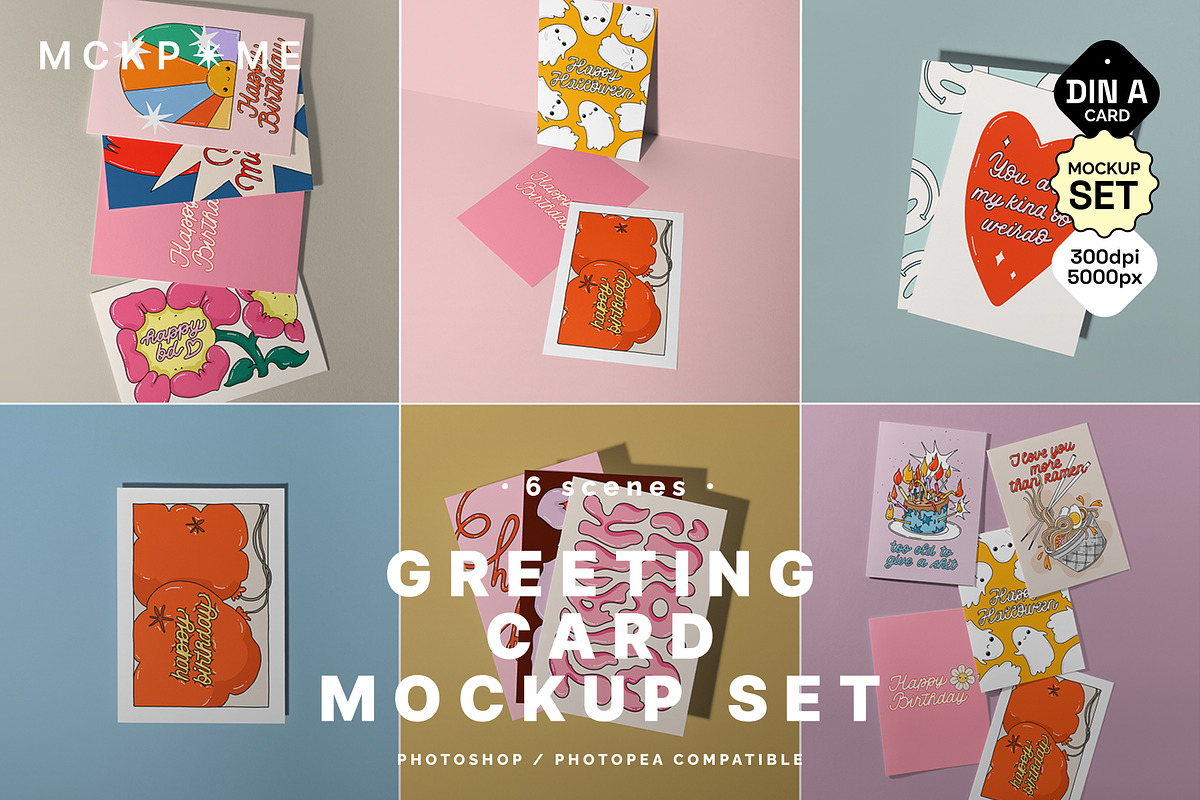 DIN A greeting card psd mockup set, a Merchandise Mockup by MCKP*ME (Photo 1 of 7)