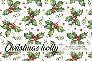 Christmas holly seamless pattern, a Pattern Graphic by Kreeya Art Shop (Thumbnail 1 of 13)